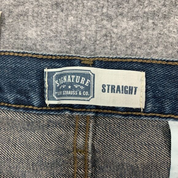 Levis Signature Jeans Mens 38x32 Blue Straight Leg Cotton Denim Dark Wash 2008 - Picture 4 of 13